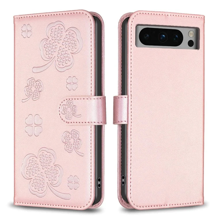 For Google Pixel 8 Pro Clover Pattern Case Wallet PU Leather Folio Phone Cover