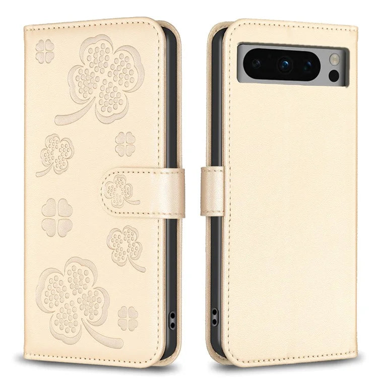 For Google Pixel 8 Pro Clover Pattern Case Wallet PU Leather Folio Phone Cover