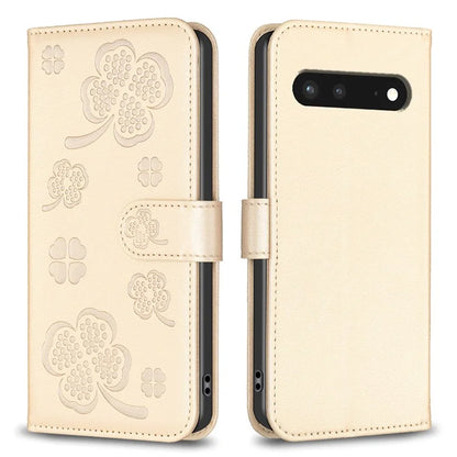 For Google Pixel 7 5G Leather Flip Cover Clover Pattern Imprinted Wallet Phone Case