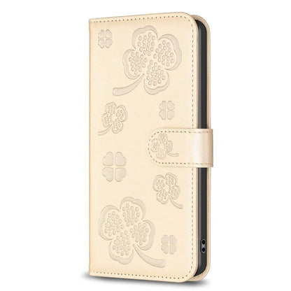 For Google Pixel 7 5G Leather Flip Cover Clover Pattern Imprinted Wallet Phone Case
