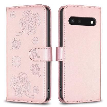 For Google Pixel 7 5G Leather Flip Cover Clover Pattern Imprinted Wallet Phone Case
