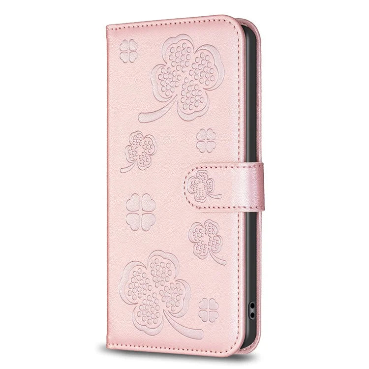 For Google Pixel 7 5G Leather Flip Cover Clover Pattern Imprinted Wallet Phone Case