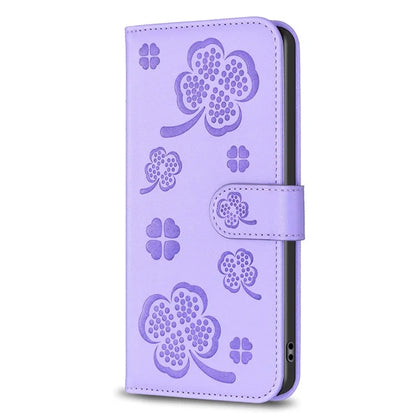 For Google Pixel 7 5G Leather Flip Cover Clover Pattern Imprinted Wallet Phone Case