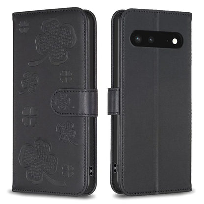 For Google Pixel 7 5G Leather Flip Cover Clover Pattern Imprinted Wallet Phone Case