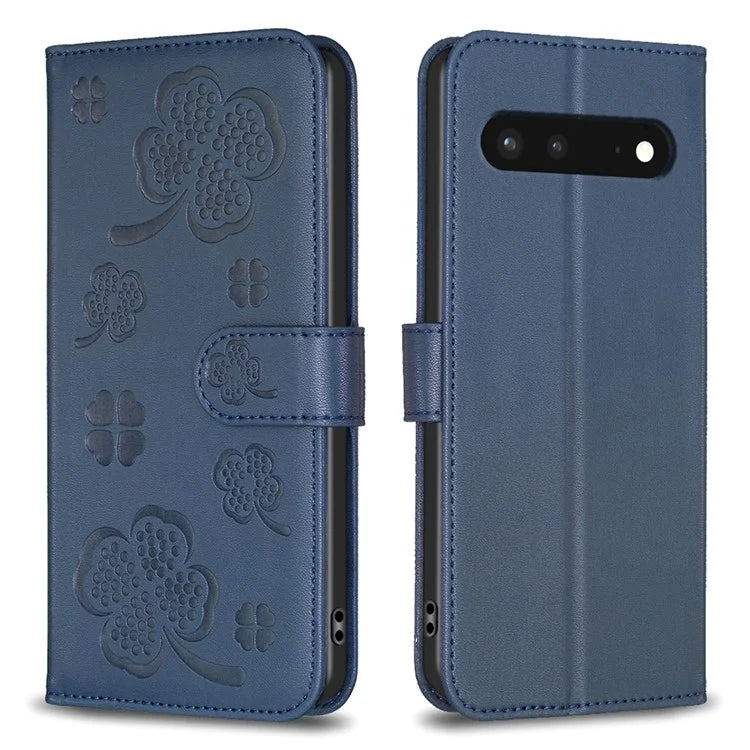 For Google Pixel 7 5G Leather Flip Cover Clover Pattern Imprinted Wallet Phone Case