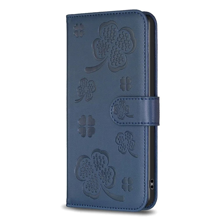 For Google Pixel 7 5G Leather Flip Cover Clover Pattern Imprinted Wallet Phone Case