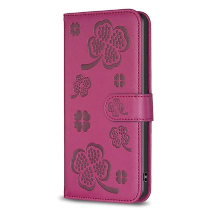 For Google Pixel 7 5G Leather Flip Cover Clover Pattern Imprinted Wallet Phone Case