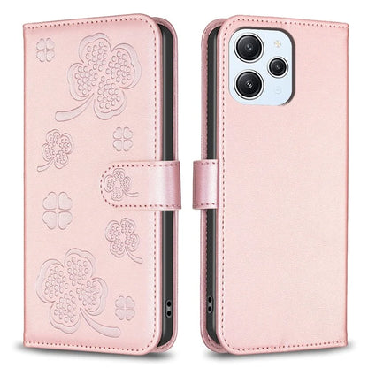 For Xiaomi Redmi 12 4G Wallet Flip Cover PU Leather Clover Imprinted Folio Phone Case