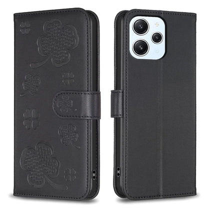 For Xiaomi Redmi 12 4G Wallet Flip Cover PU Leather Clover Imprinted Folio Phone Case