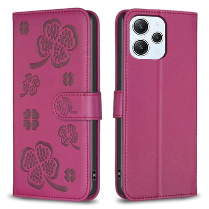 For Xiaomi Redmi 12 4G Wallet Flip Cover PU Leather Clover Imprinted Folio Phone Case