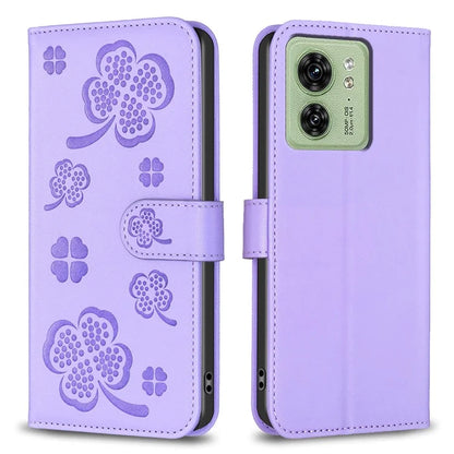 For Motorola Edge 40 5G Wallet Case PU Leather Imprinted Clover Protective Flip Phone Case