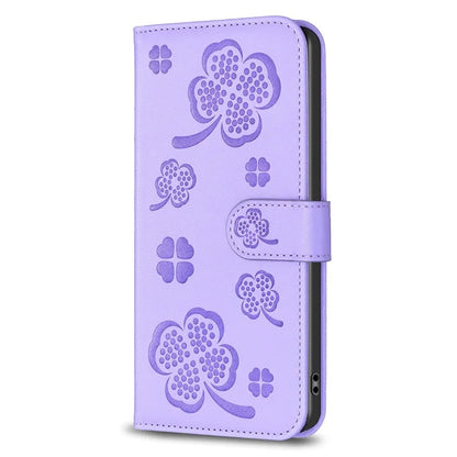 For Motorola Edge 40 5G Wallet Case PU Leather Imprinted Clover Protective Flip Phone Case