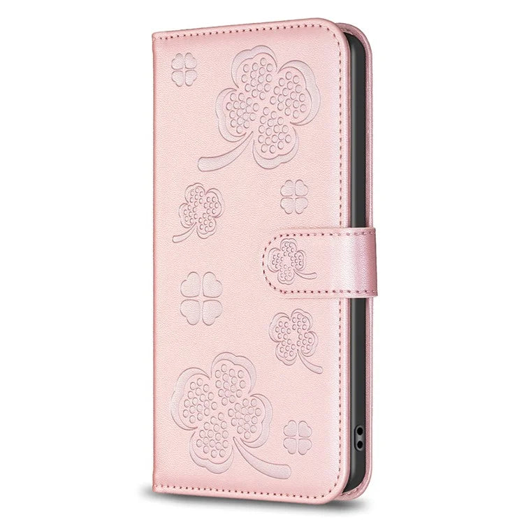 For Motorola Edge 40 5G Wallet Case PU Leather Imprinted Clover Protective Flip Phone Case