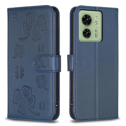 For Motorola Edge 40 5G Wallet Case PU Leather Imprinted Clover Protective Flip Phone Case