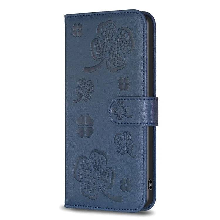 For Motorola Edge 40 5G Wallet Case PU Leather Imprinted Clover Protective Flip Phone Case