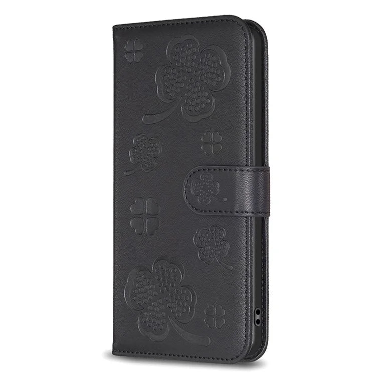 For Motorola Edge 40 5G Wallet Case PU Leather Imprinted Clover Protective Flip Phone Case