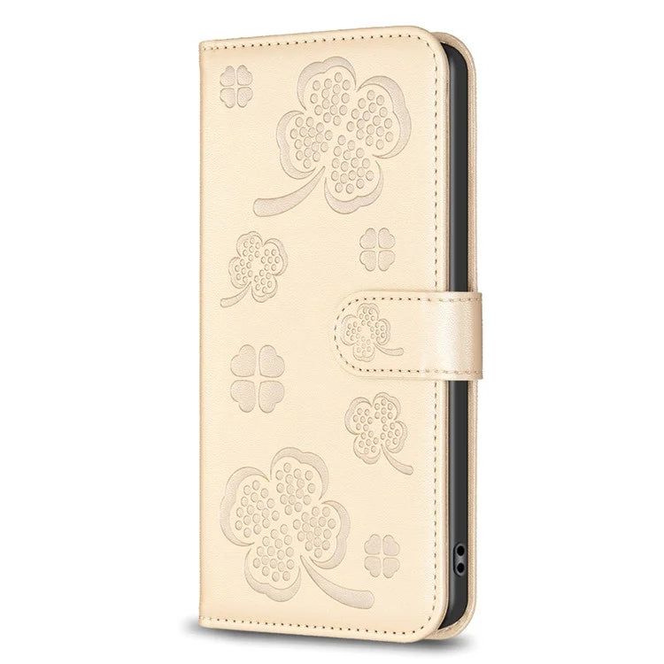 For Oppo A78 4G Wallet Cover PU Leather Clover Imprinted Flip Phone Case