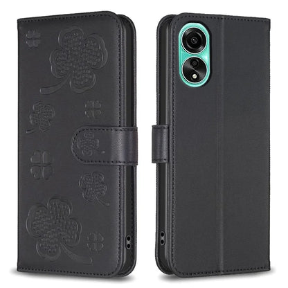 For Oppo A78 4G Wallet Cover PU Leather Clover Imprinted Flip Phone Case