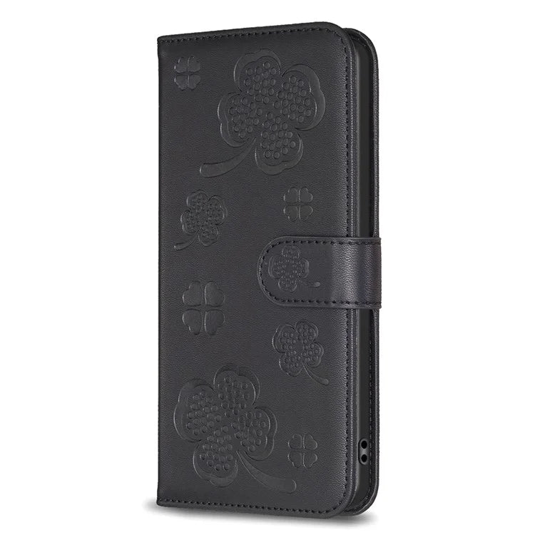 For Oppo A78 4G Wallet Cover PU Leather Clover Imprinted Flip Phone Case
