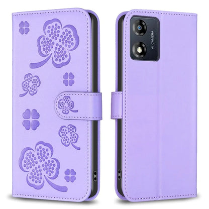 For Motorola Moto E13 4G Phone Case Clover Pattern PU Leather Flip Folio Phone Cover
