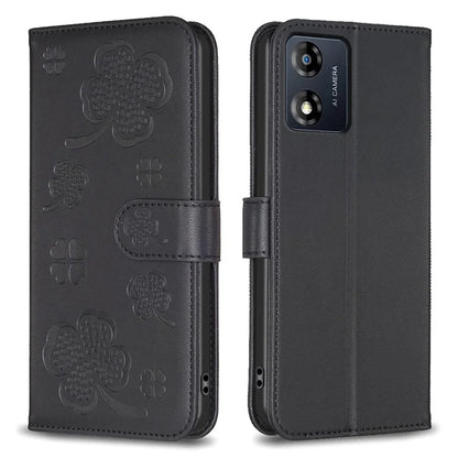For Motorola Moto E13 4G Phone Case Clover Pattern PU Leather Flip Folio Phone Cover