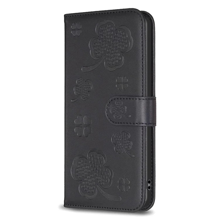 For Motorola Moto E13 4G Phone Case Clover Pattern PU Leather Flip Folio Phone Cover