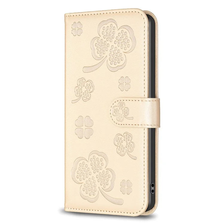 For Motorola Moto E13 4G Phone Case Clover Pattern PU Leather Flip Folio Phone Cover