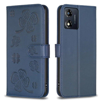 For Motorola Moto E13 4G Phone Case Clover Pattern PU Leather Flip Folio Phone Cover