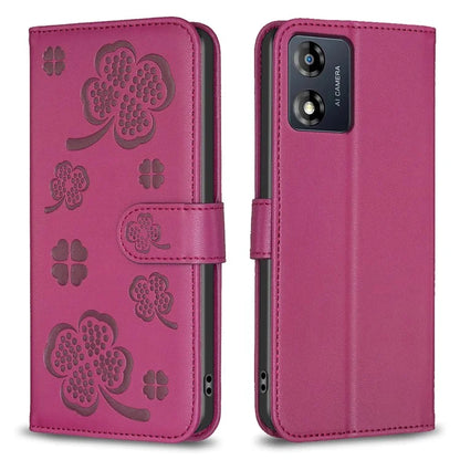 For Motorola Moto E13 4G Phone Case Clover Pattern PU Leather Flip Folio Phone Cover