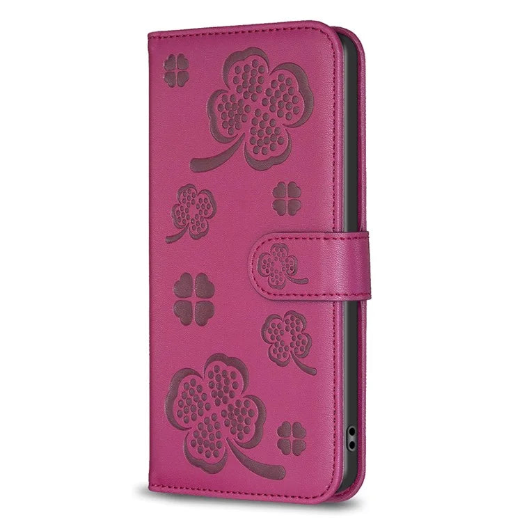 For Motorola Moto E13 4G Phone Case Clover Pattern PU Leather Flip Folio Phone Cover