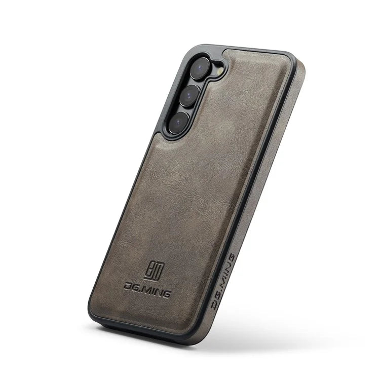 DG.MING For Samsung Galaxy S23 Case Leather Coated PC+TPU Phone Back Cover