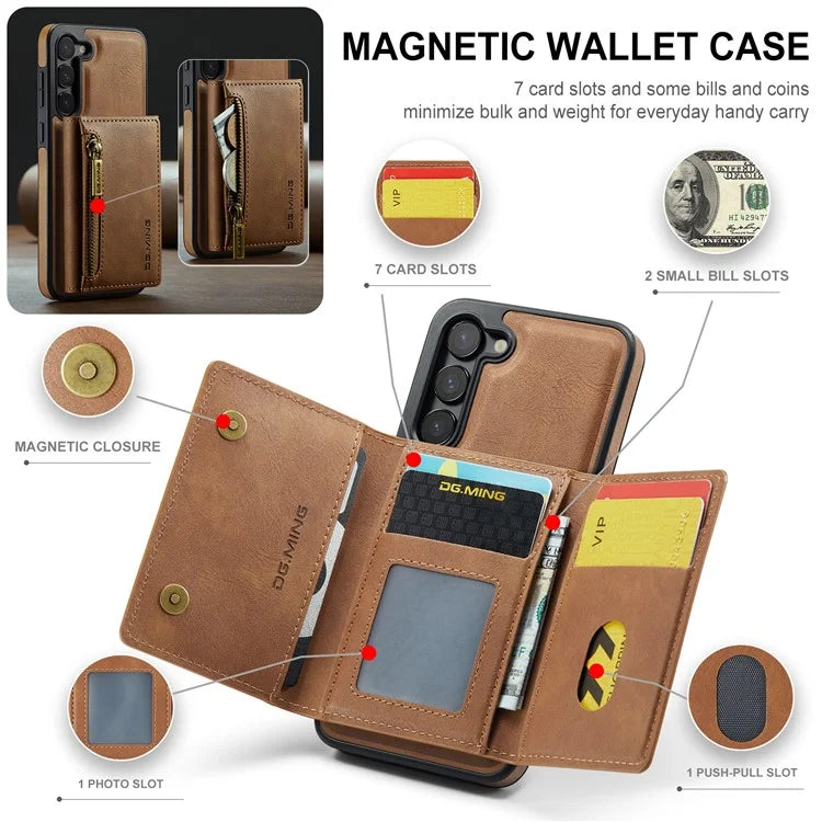 DG.MING M5 Series For Samsung Galaxy S23+ Case Detachable 2-in-1 Wallet Phone Cover