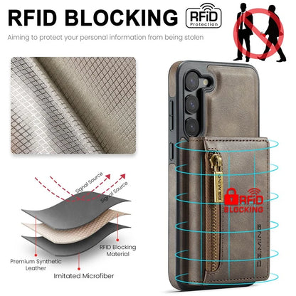 DG.MING M5 Series For Samsung Galaxy S22+ 5G Case Zipper Pocket Wallet Phone Cover