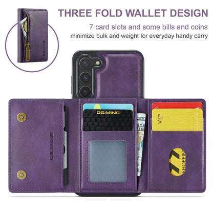 DG.MING M5 Series For Samsung Galaxy S22+ 5G Case Zipper Pocket Wallet Phone Cover