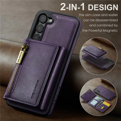 DG.MING M5 Series For Samsung Galaxy S22+ 5G Case Zipper Pocket Wallet Phone Cover