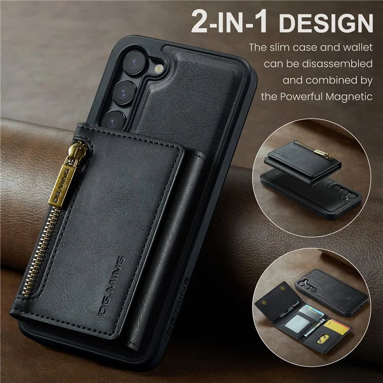 DG.MING M5 Series For Samsung Galaxy S22+ 5G Case Zipper Pocket Wallet Phone Cover