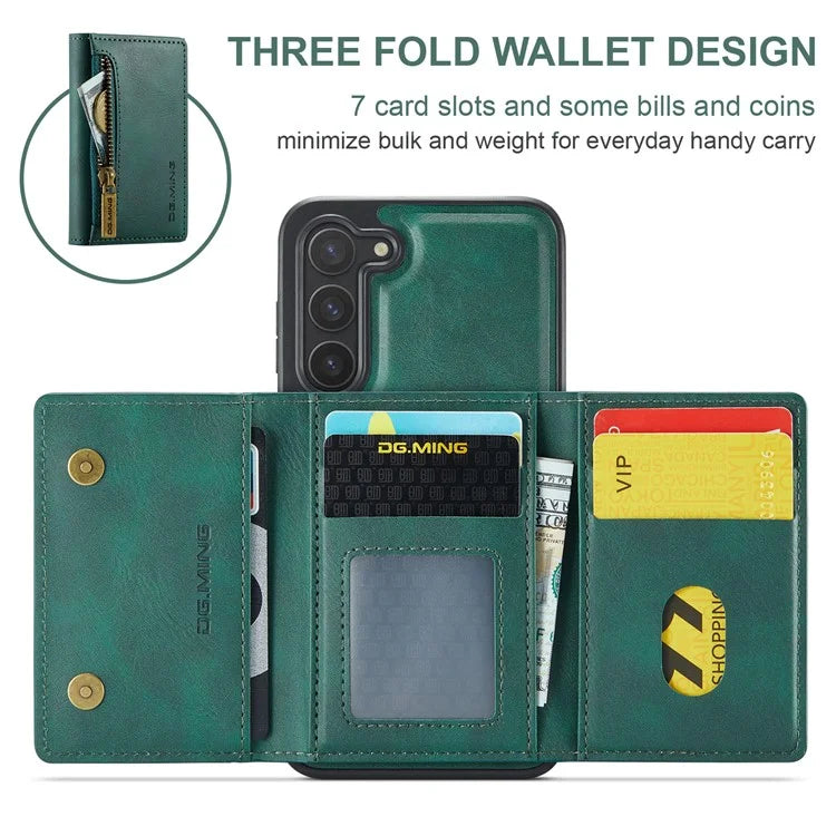 DG.MING M5 Series For Samsung Galaxy S22 5G Case Detachable Wallet Kickstand Phone Cover
