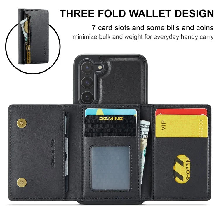 DG.MING M5 Series For Samsung Galaxy S22 5G Case Detachable Wallet Kickstand Phone Cover