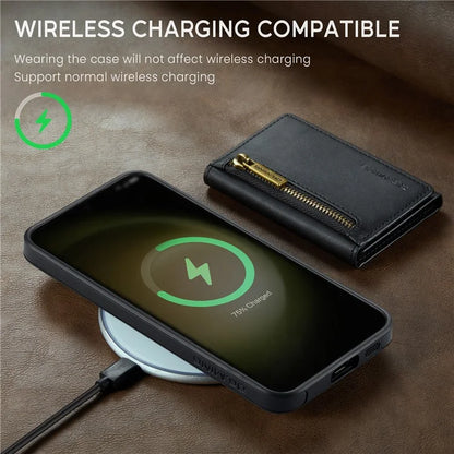DG.MING M5 Series For Samsung Galaxy S22 5G Case Detachable Wallet Kickstand Phone Cover