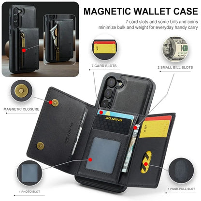 DG.MING M5 Series For Samsung Galaxy S22 5G Case Detachable Wallet Kickstand Phone Cover