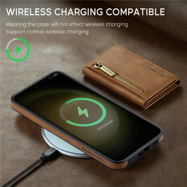 DG.MING M5 Series For Samsung Galaxy S22 5G Case Detachable Wallet Kickstand Phone Cover