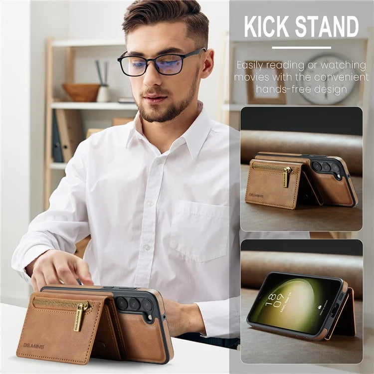 DG.MING M5 Series For Samsung Galaxy S22 5G Case Detachable Wallet Kickstand Phone Cover