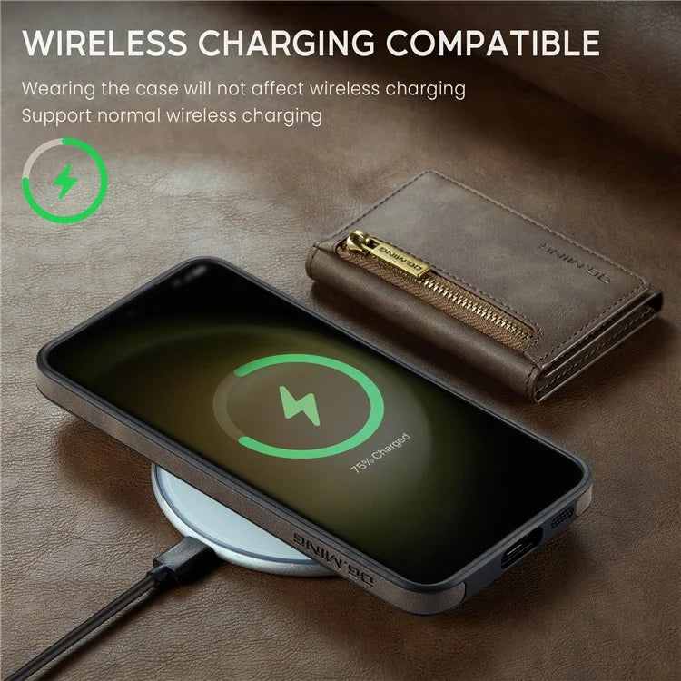 DG.MING M5 Series For Samsung Galaxy S22 5G Case Detachable Wallet Kickstand Phone Cover