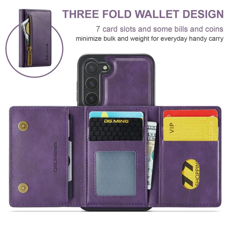 DG.MING M5 Series For Samsung Galaxy S22 5G Case Detachable Wallet Kickstand Phone Cover