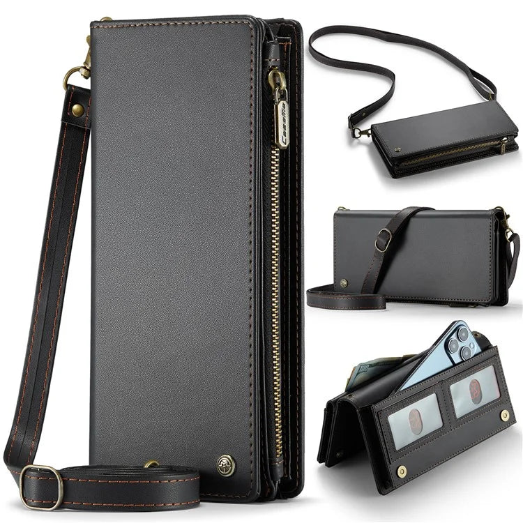 CASEME Me10 Crossbody Bag for 4.0-6.7'' Phone Zipper Wallet Purses Leather Case with 12-Card Holder