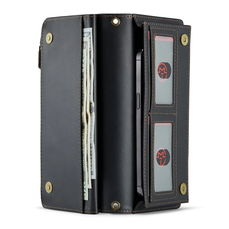 CASEME Me10 Crossbody Bag for 4.0-6.7'' Phone Zipper Wallet Purses Leather Case with 12-Card Holder