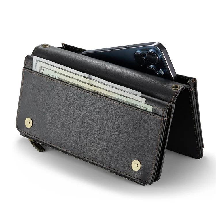 CASEME Me10 Crossbody Bag for 4.0-6.7'' Phone Zipper Wallet Purses Leather Case with 12-Card Holder
