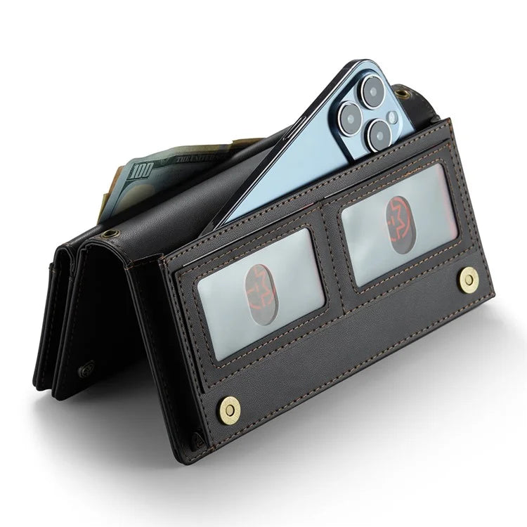 CASEME Me10 Crossbody Bag for 4.0-6.7'' Phone Zipper Wallet Purses Leather Case with 12-Card Holder