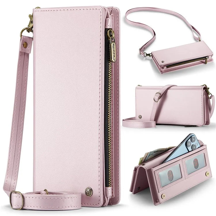 CASEME Me10 Crossbody Bag for 4.0-6.7'' Phone Zipper Wallet Purses Leather Case with 12-Card Holder