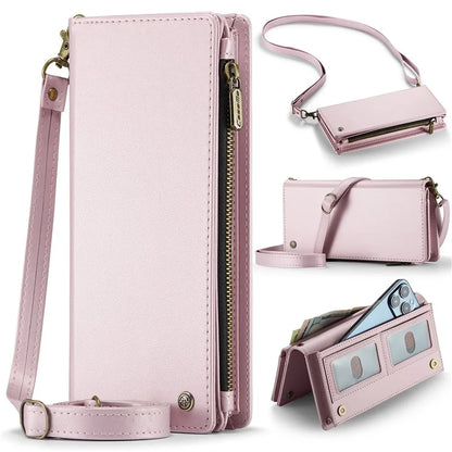 CASEME Me10 Crossbody Bag for 4.0-6.7'' Phone Zipper Wallet Purses Leather Case with 12-Card Holder